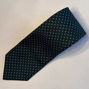 Vintage Gentry Beau Brummell Mens Repp Necktie Green Mini Dot Wide Polyester Y2K